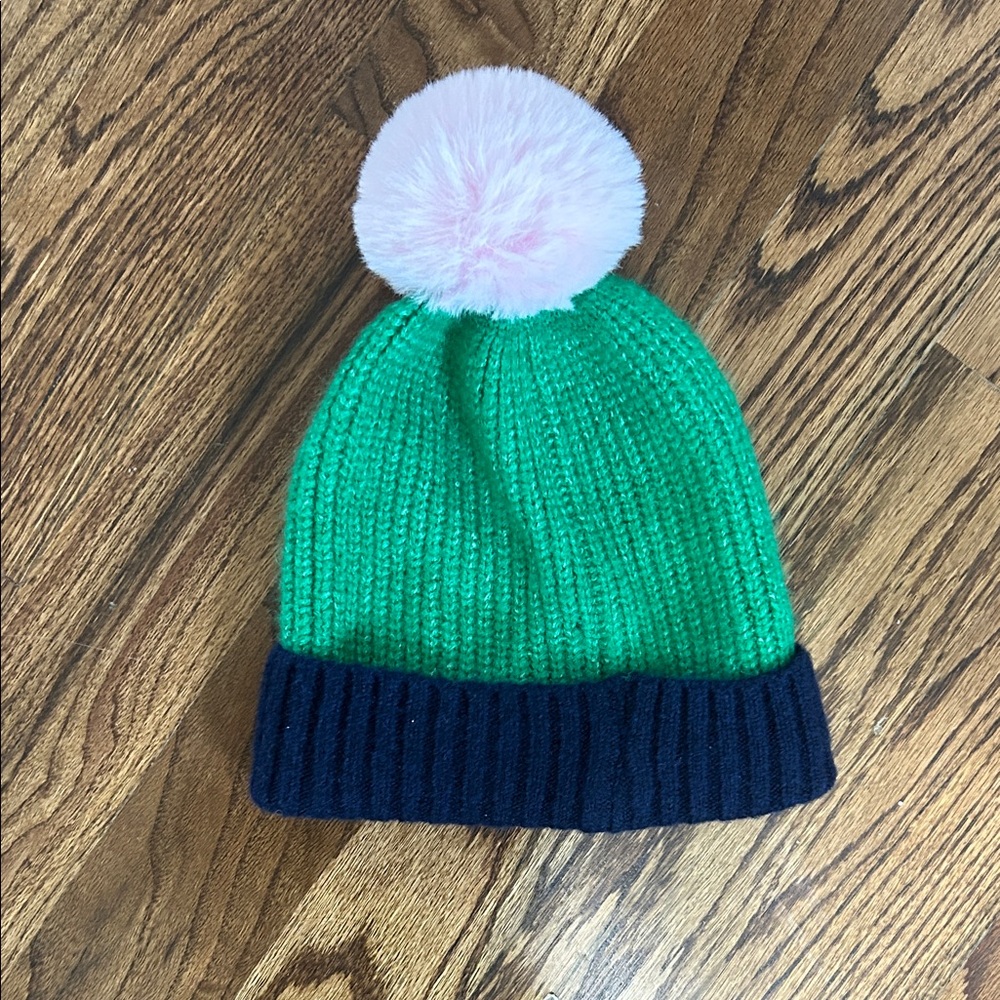 Shiraleah Vibrant Knit Hat with Pink Pom and Dark Blue Cuff